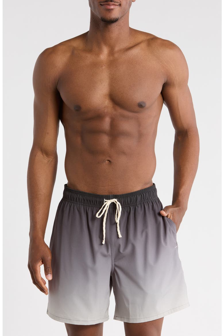 Ombrè Swim Trunks, Main, color, BLACK TO BIRCH OMBRE