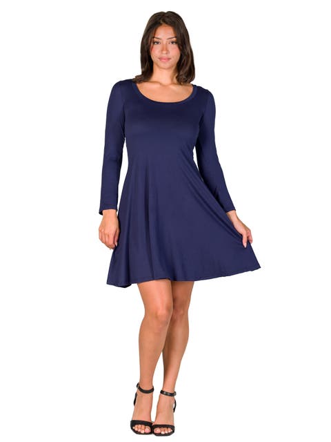 Classic Long Sleeve Flared Mini Dress