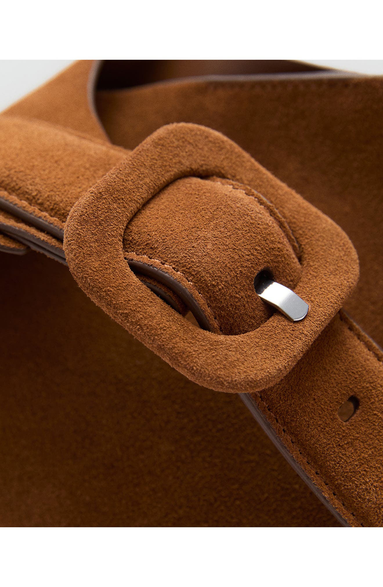 MANGO Large Suede Shopper Bag, Alternate, color, Leather