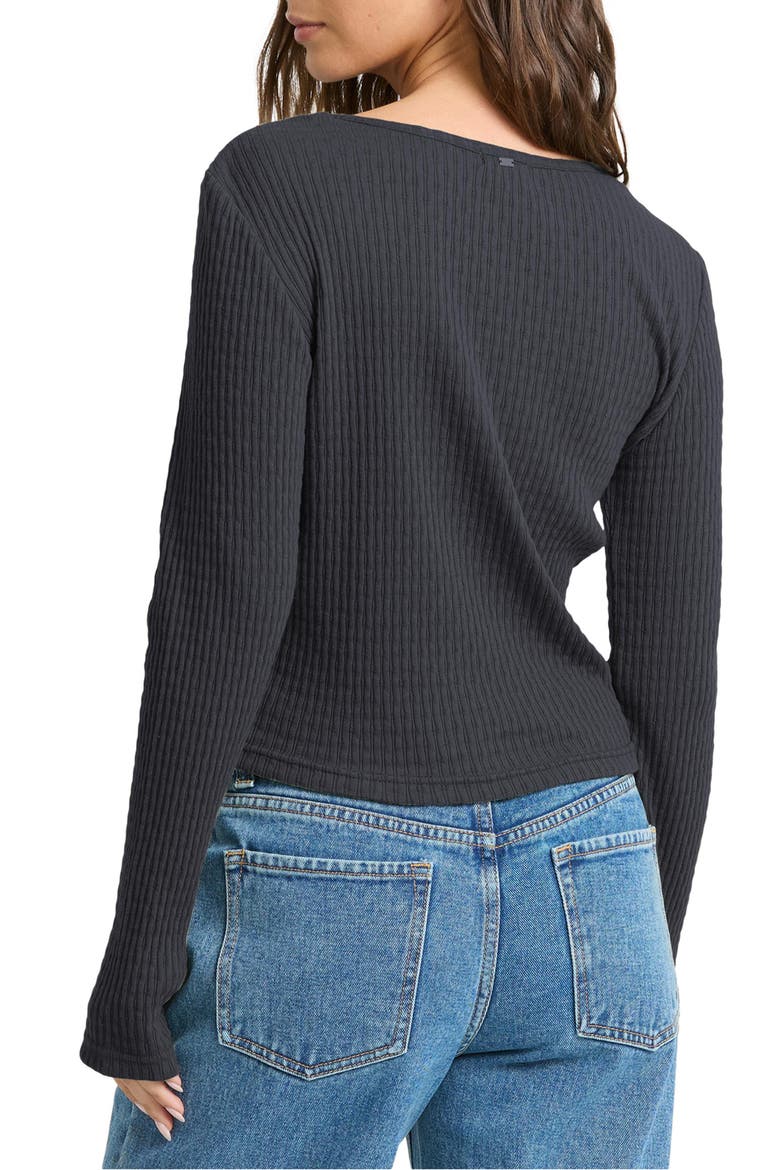 Sweet Coast Long Sleeve Ribbed Top, Alternate, color, BLACK SANDS