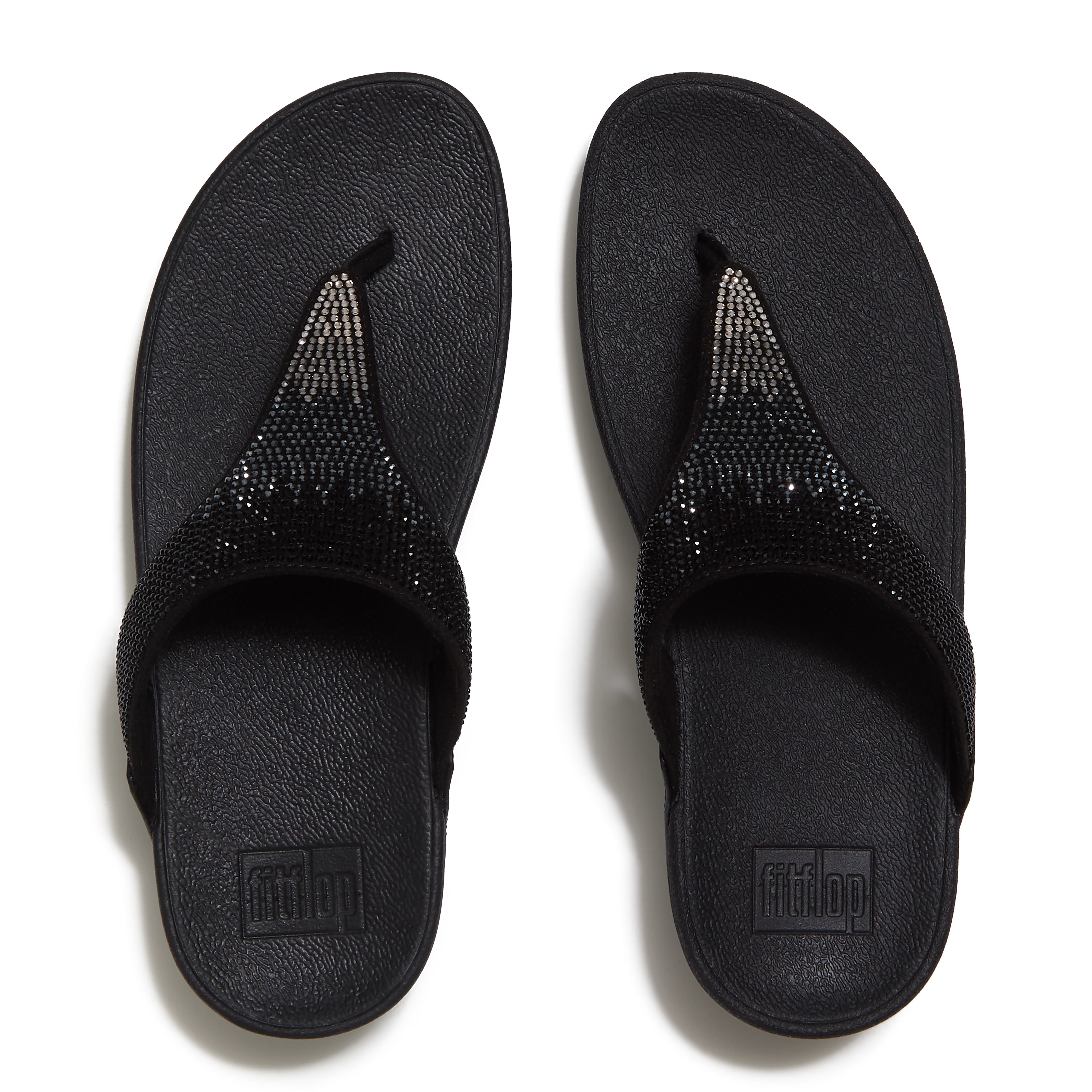 Lulu Ombre Crystal Toe-Post Sandals, Alternate, color, Black