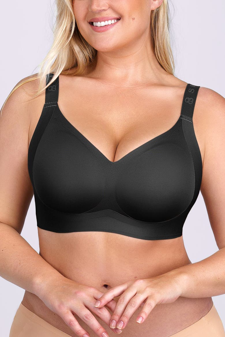 Wireless Seamless Full Coverage Back Smoothing T-Shirt Bra, Alternate, color, Black