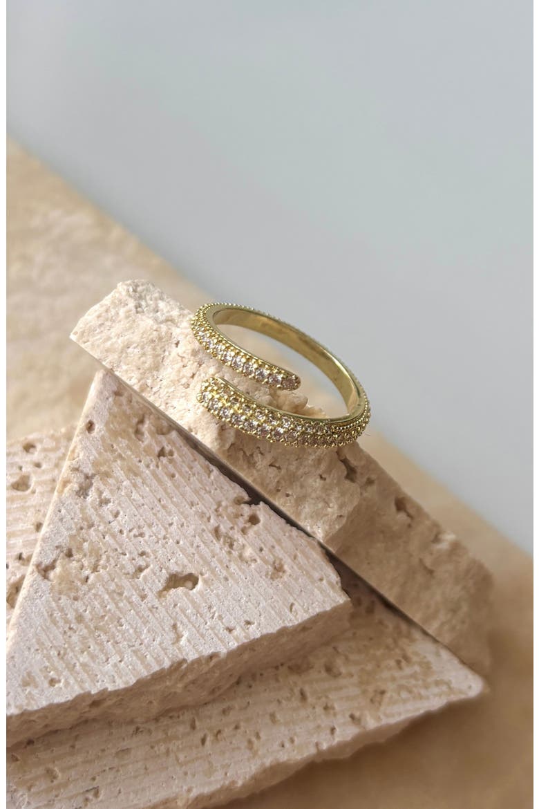 Pavé CZ Bypass Ring, Alternate, color, GOLD