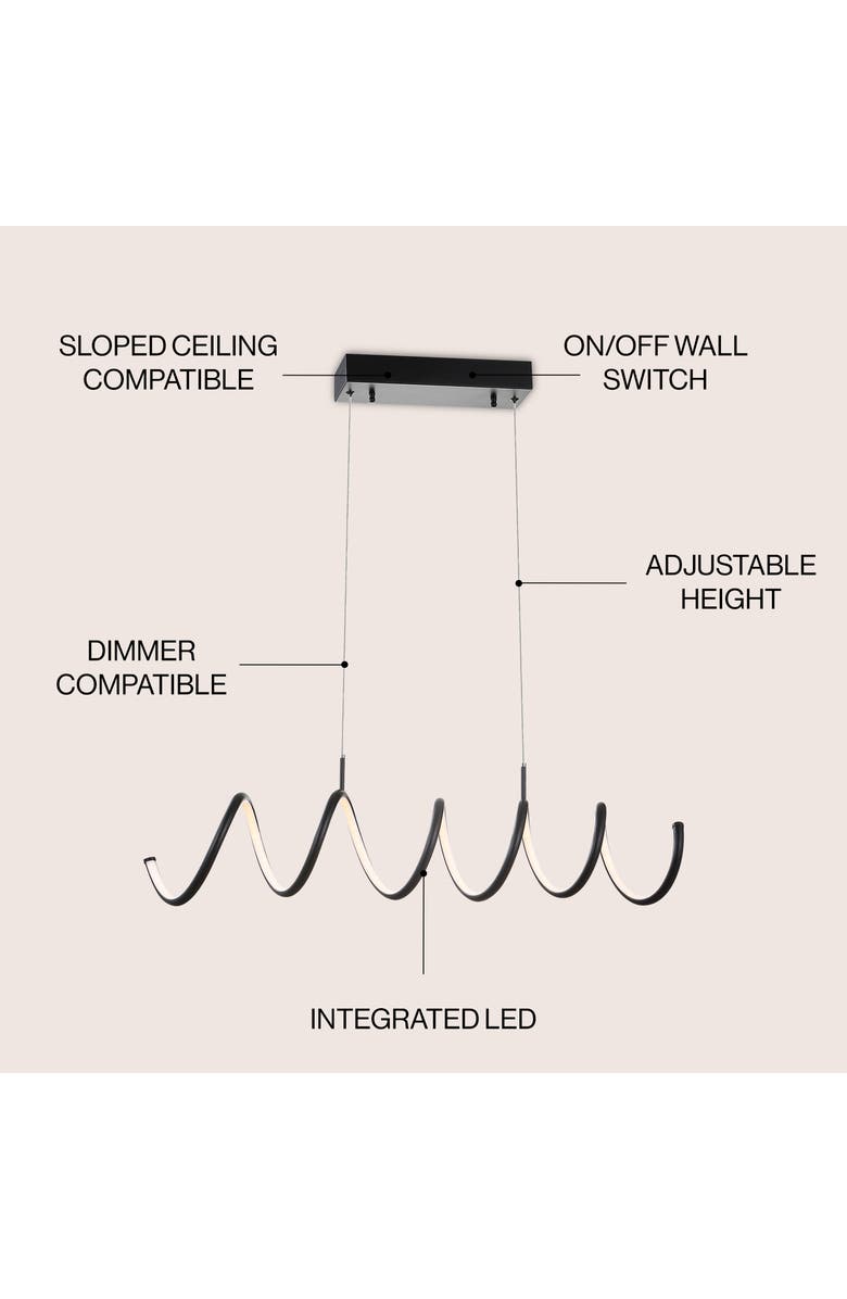 JONATHAN Y Ali Dimmable Adjustable Integrated LED Metal Linear Pendant, Alternate, color, Black