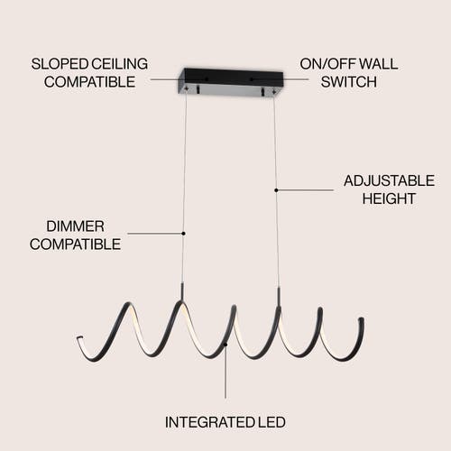 Jonathan Y Ali Dimmable Adjustable Integrated Led Metal Linear Pendant In Black
