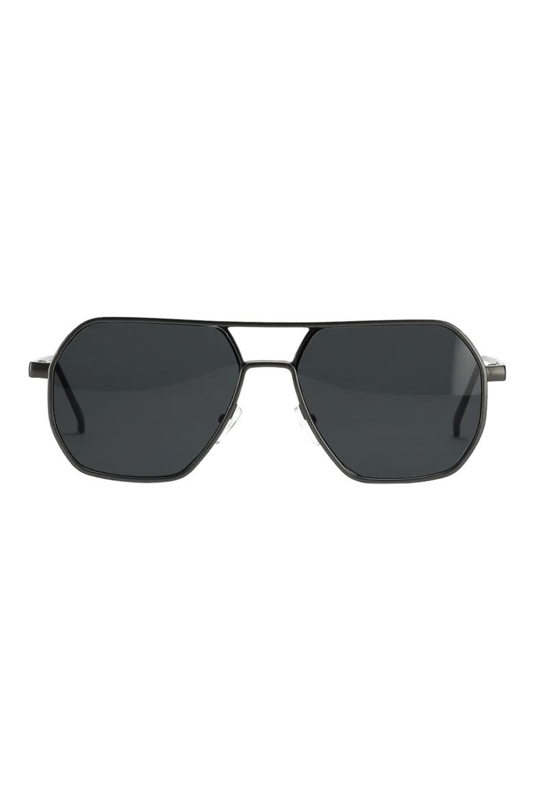 Nola 58mm Polarized Aviator Sunglasses, Main, color, BLACK/ BLACK