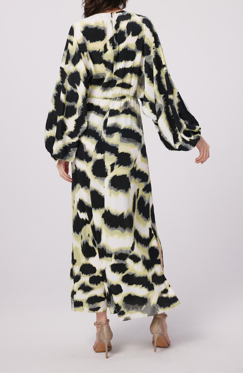 DVF Print Long Sleeve Maxi Dress, Alternate, color, Wild Thing Shadow Green Lg