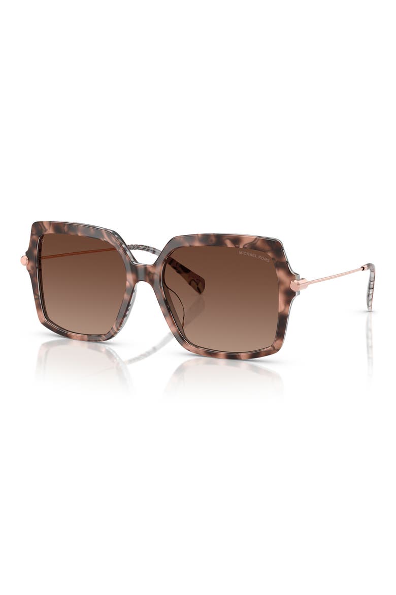 Quogue 57mm Polarized Gradient Square Sunglasses, Alternate, color, PINK TORTOISE / BROWN POLAR