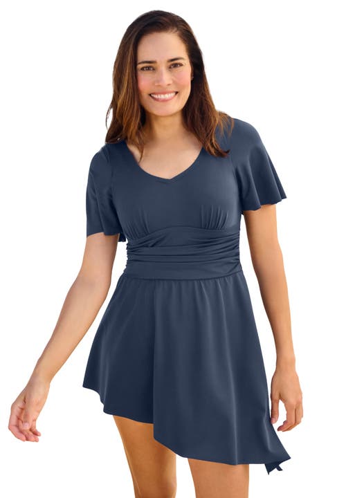 Swim 365 Asymmetric Flowy One-piece In Blue