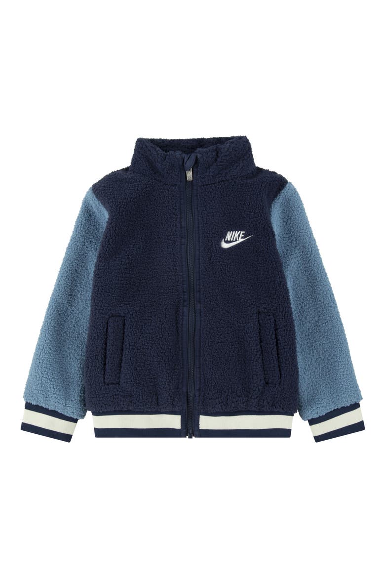 Kids' Faux Shearling Bomber Jacket, Main, color, MIDNIGHT NAVY