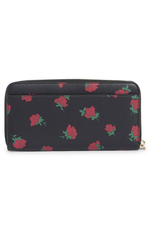 Kate Spade New York Madison Rose Toss Printed Large Continental Wallet In Black