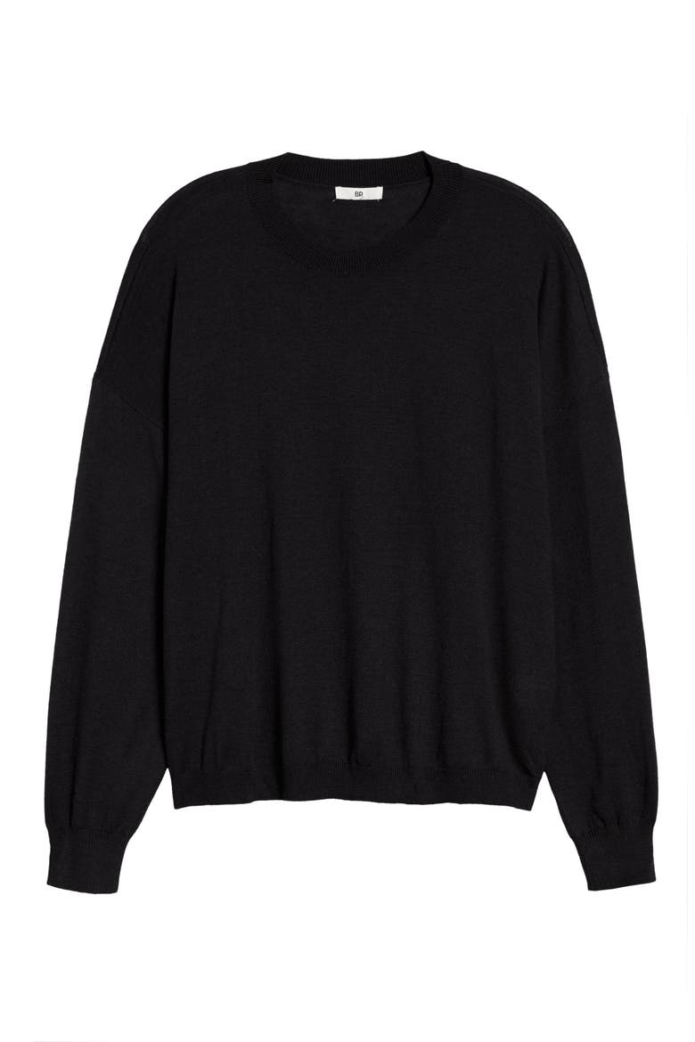 Easy Drop Shoulder Sweater, Alternate, color, BLACK