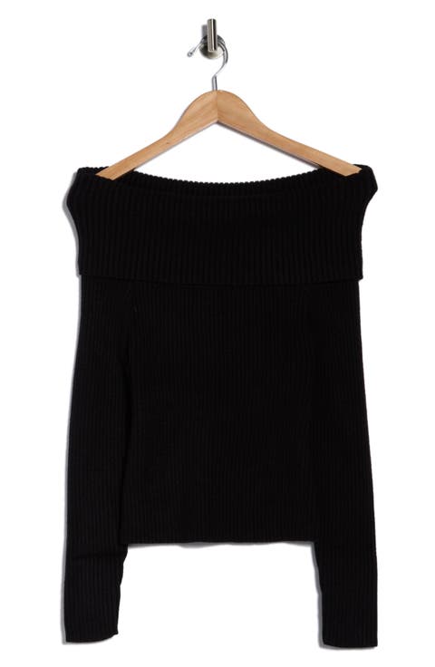 Off the Shoulder Rib Sweater