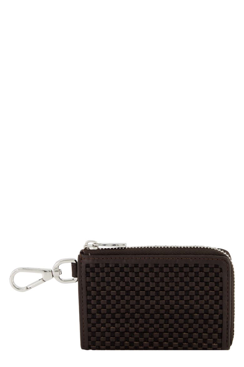Woven Zip Card Case, Main, color, CACAO/ BLACK