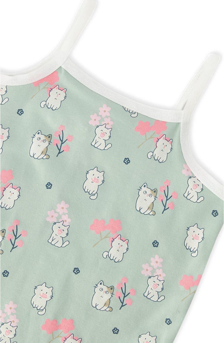 Deux par Deux Organic Cotton Kitten Tank Underwear, Alternate, color, Green Kitten Print