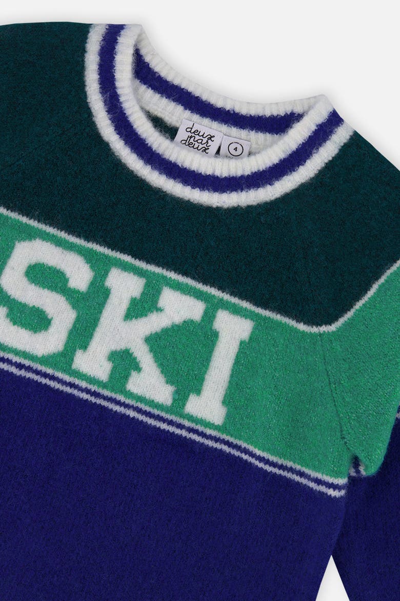 Ski Jacquard Colorblock Ribbed Cuff Sweater, Alternate, color, Dark Blue and Dark Green