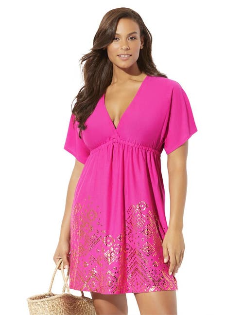 Swimsuits For All Kate V-neck Cover Up Dress In Pink