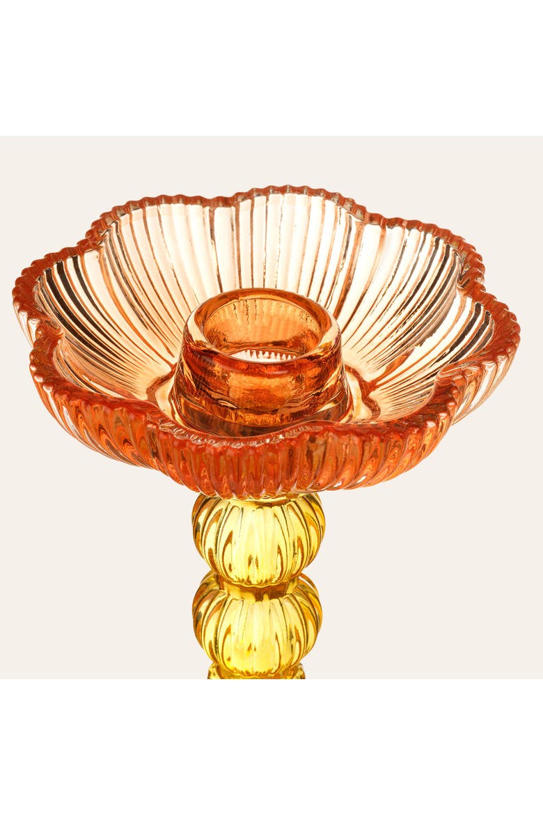 Glass Floral Type Candle Holder and Decorative Object 3 Pcs Set, Alternate, color, Multicolor