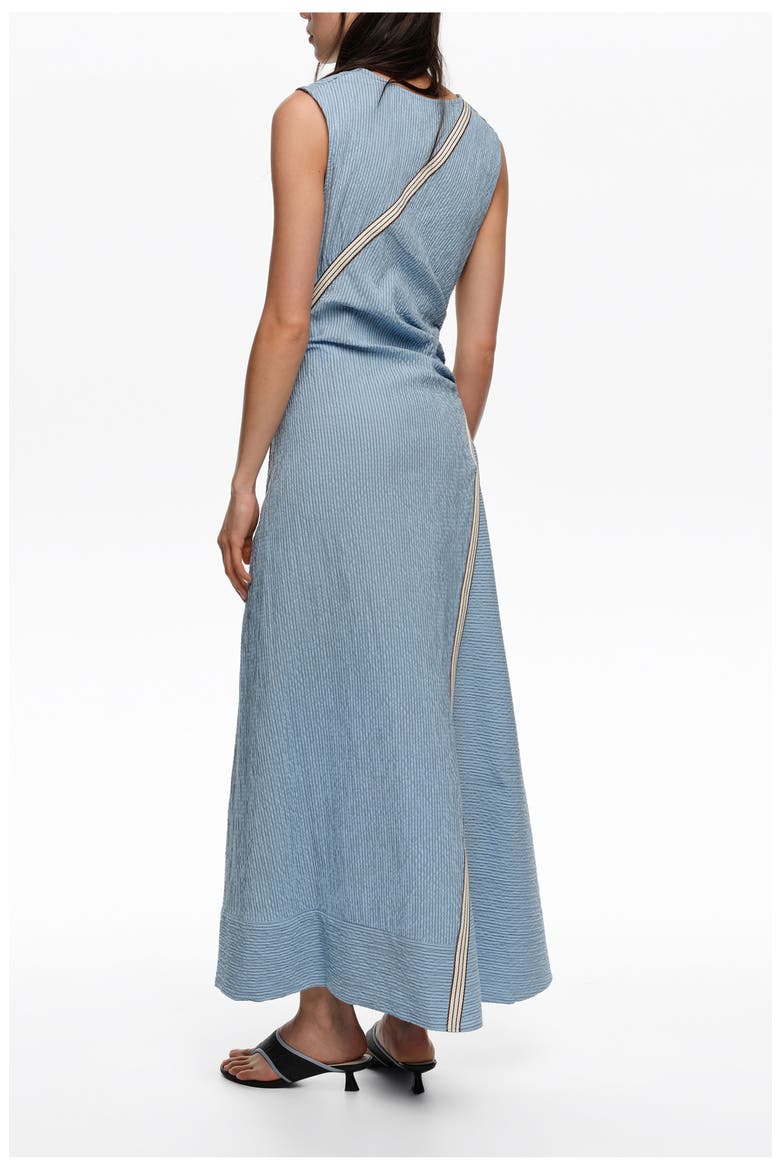 Sleeveless Dress With Striped Overlay Strap, Alternate, color, LIGHT BLUE