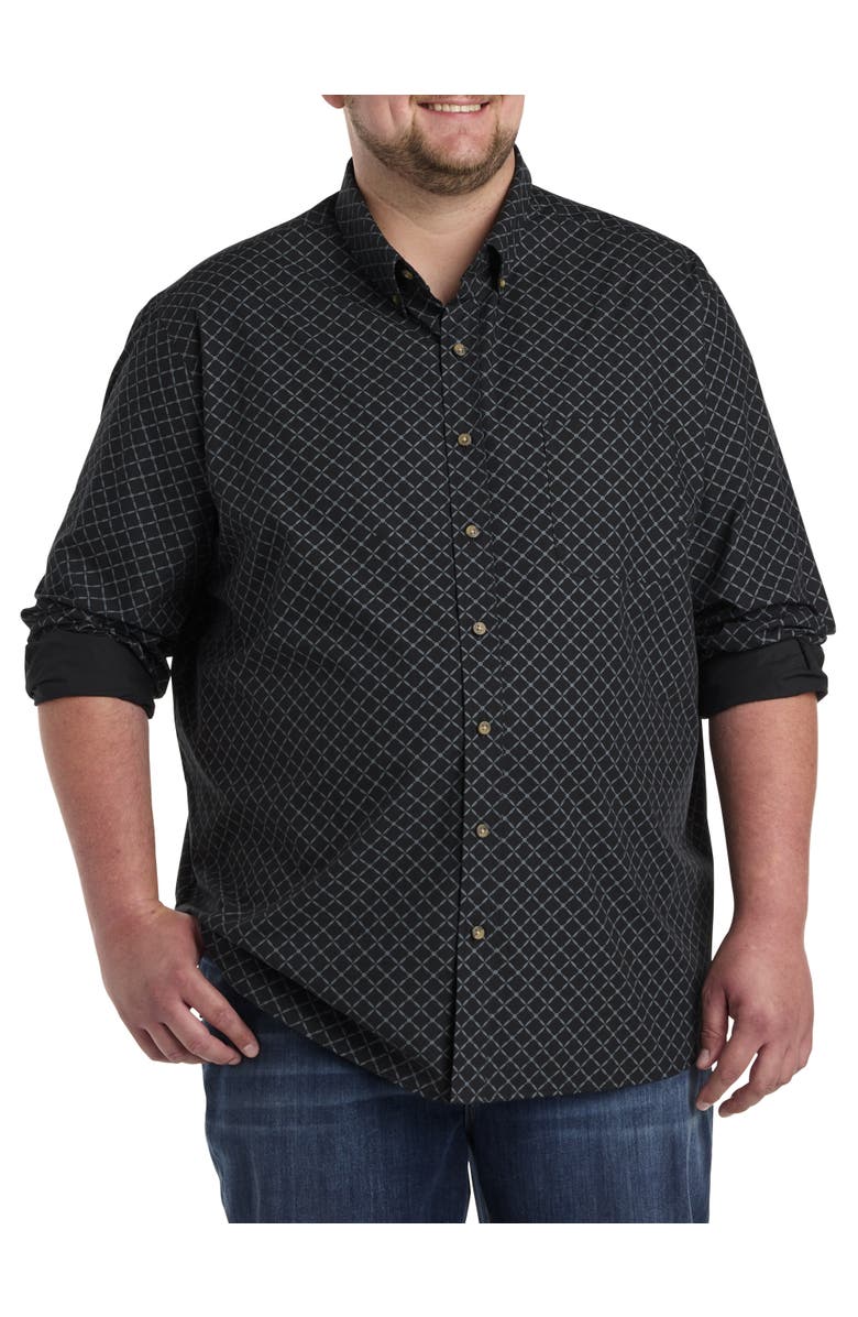 Harbor Bay by DXL Big & Tall Easy-Care Geometric Print Sport Shirt, Main, color,