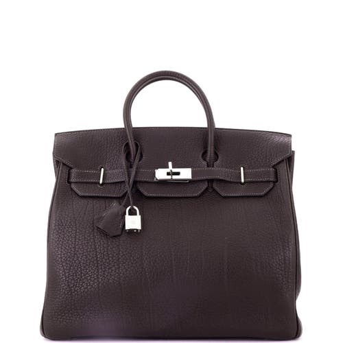 Pre-owned Hermes Hermes Hac Birkin Bag Brown Fjord With Palladium Hardware 32 In Brown
