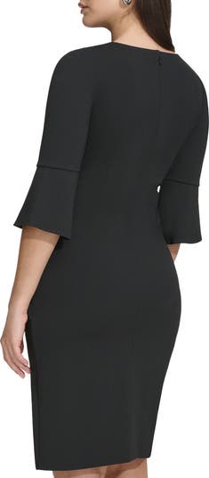 Elbow Length Bell Sleeve Sheath Dress