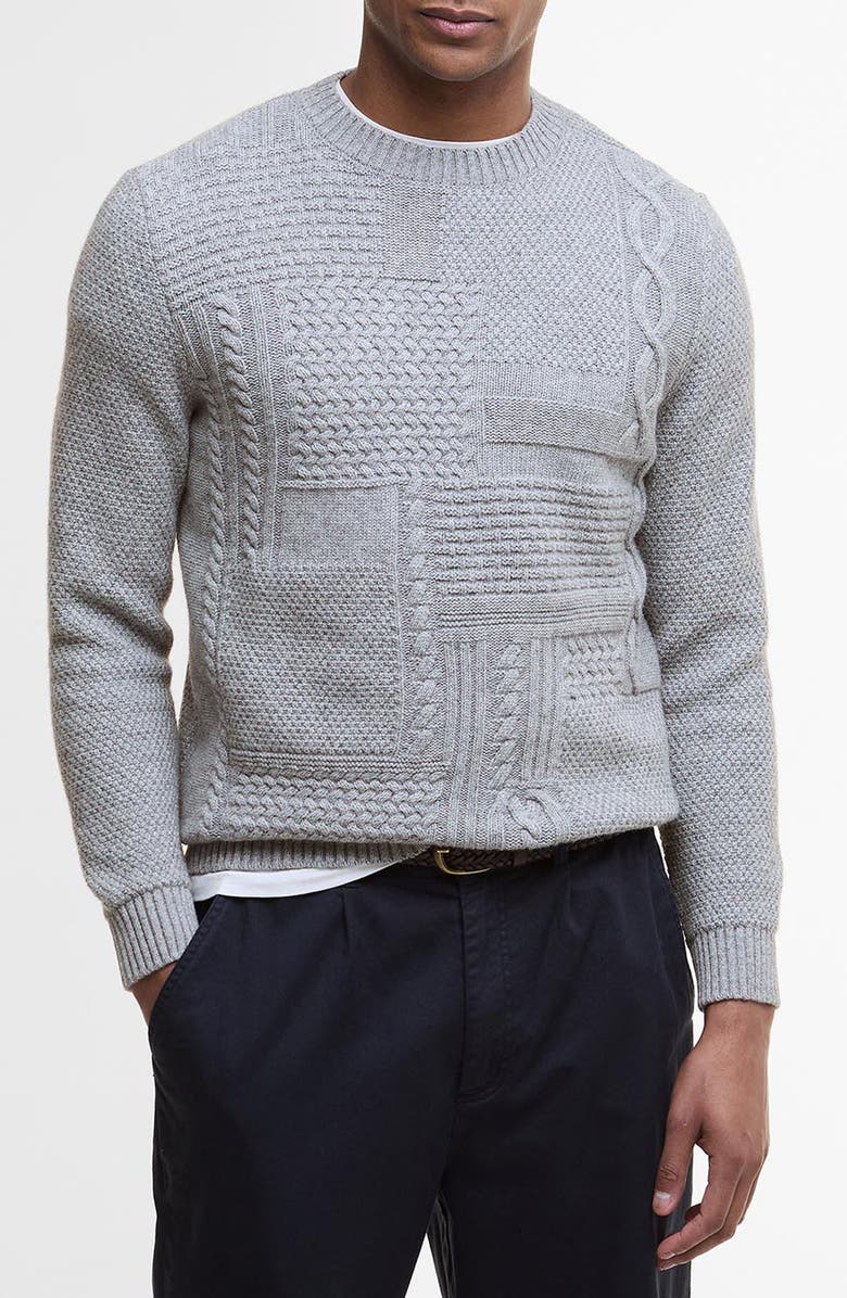Barbour Casey Textured Wool & Cotton Crewneck Sweater, Main, color, Grey Marl