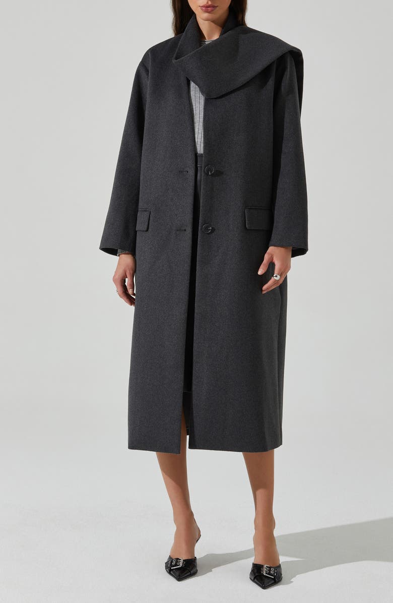 ASTR the Label Londyn Cowl Neck Coat, Main, color, Charcoal