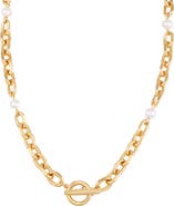 Vince Camuto Faux Pearl Station Toggle Necklace