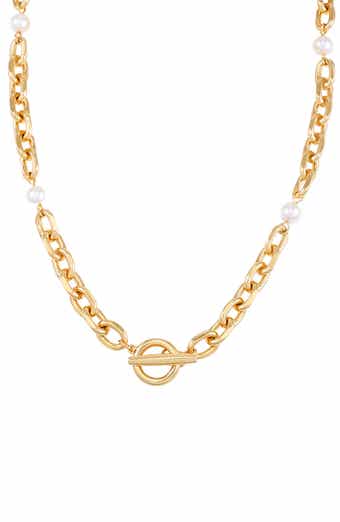 Vince Camuto Faux Pearl Station Toggle Necklace