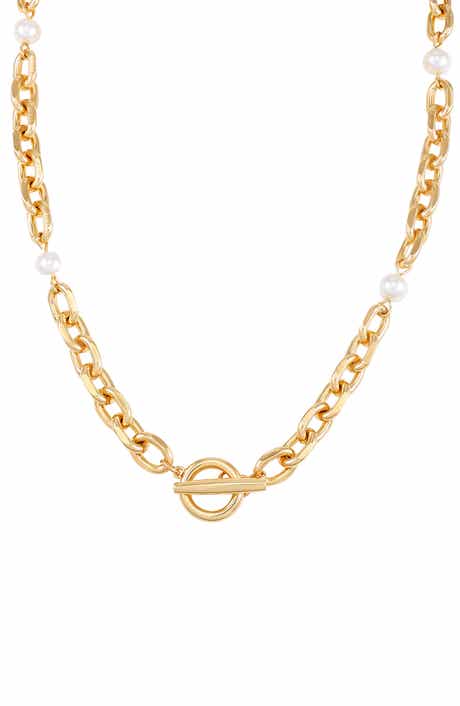 Vince Camuto Faux Pearl Station Toggle Necklace