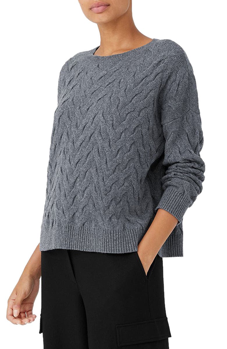 Eileen Fisher Crewneck Boxy Organic Cotton & Recycled Cashmere Sweater, Alternate, color, 