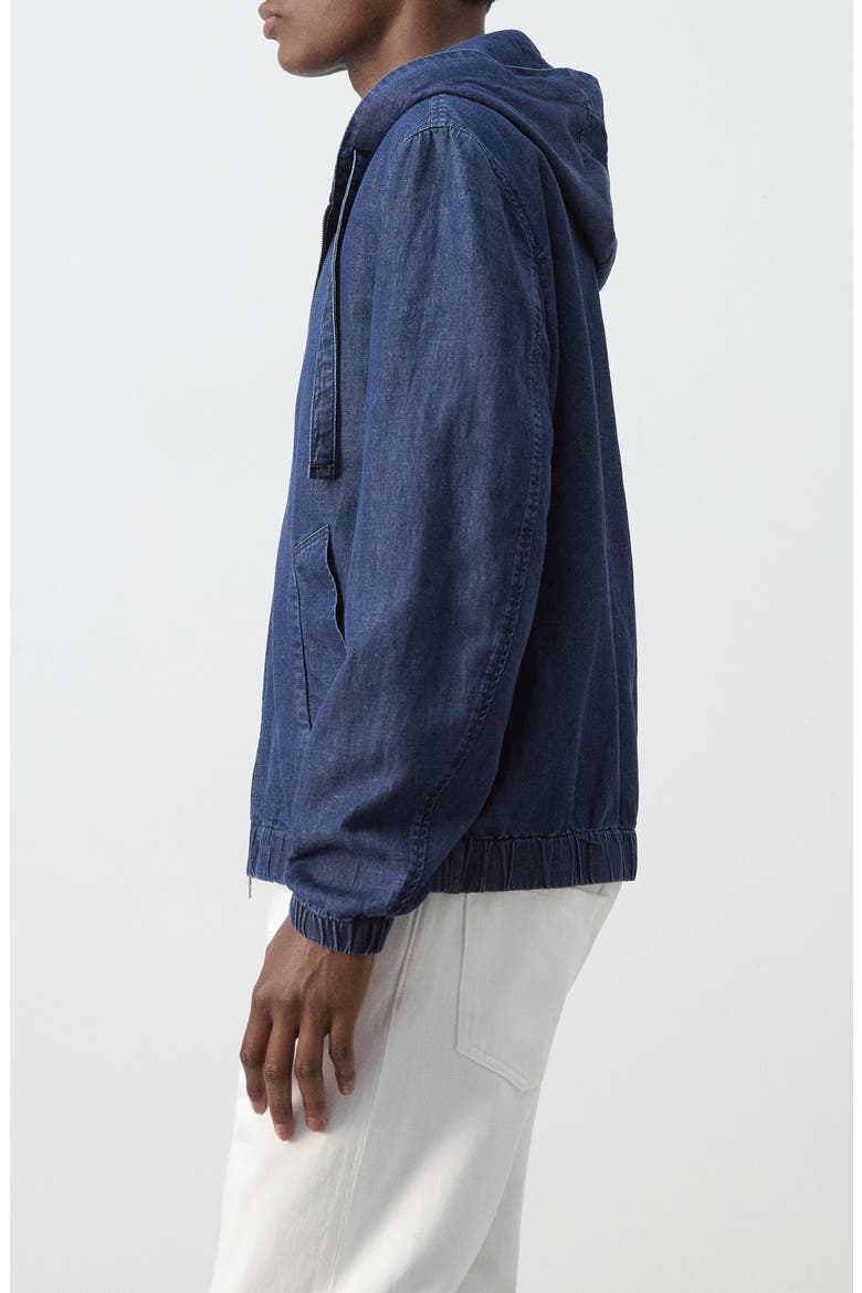 Hooded Denim Zip Jacket, Alternate, color, INK BLUE