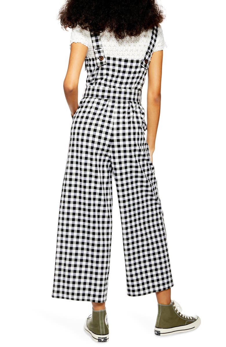 Topshop Gingham Pinafore Jumpsuit, Alternate, color, 