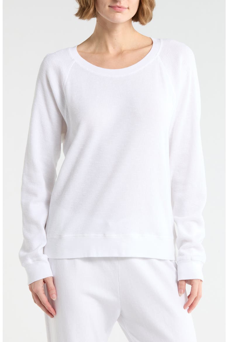 Relaxed Raglan Sleeve Cotton Pullover, Main, color, WHITE