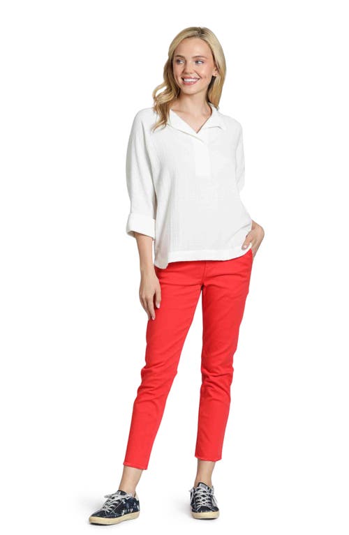 Apny Textured High-low Popover Top In White