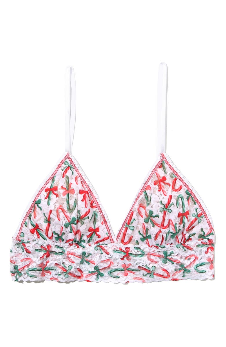 Hanky Panky Padded Lace Bralette, Alternate, color, Candy Cane Delight White