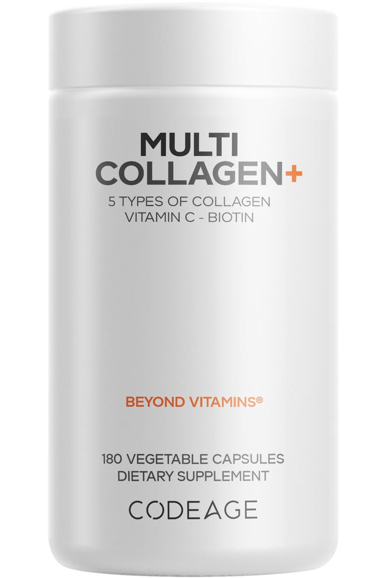 Multi Collagen+, Vit C, Biotin 5000mcg Supplement, Main, color, White
