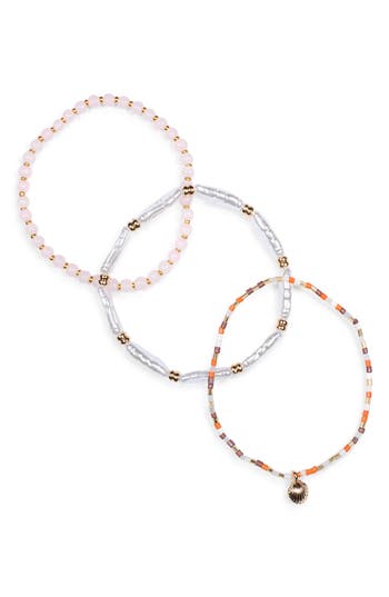 Nordstrom Rack Set Of 3 Faux Pearl Beaded Stretch Bracelets