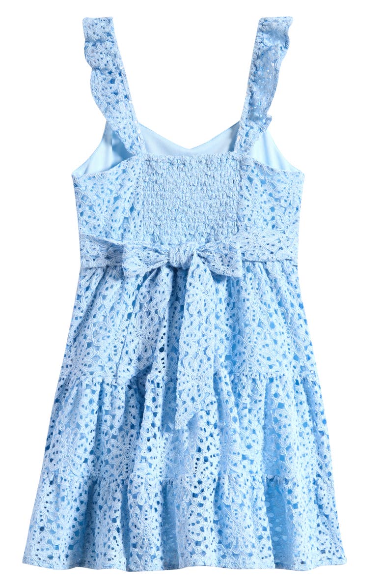 Ava & Yelly Lace Tiered Ruffle Cotton Blend Dress, Alternate, color, Light Blue