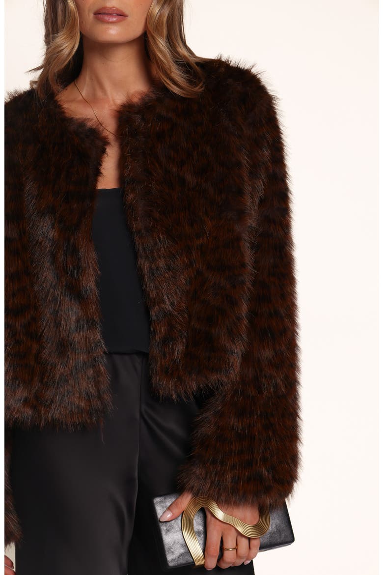 Minnie Faux Fur Jacket, Alternate, color, BROWN CHEETAH