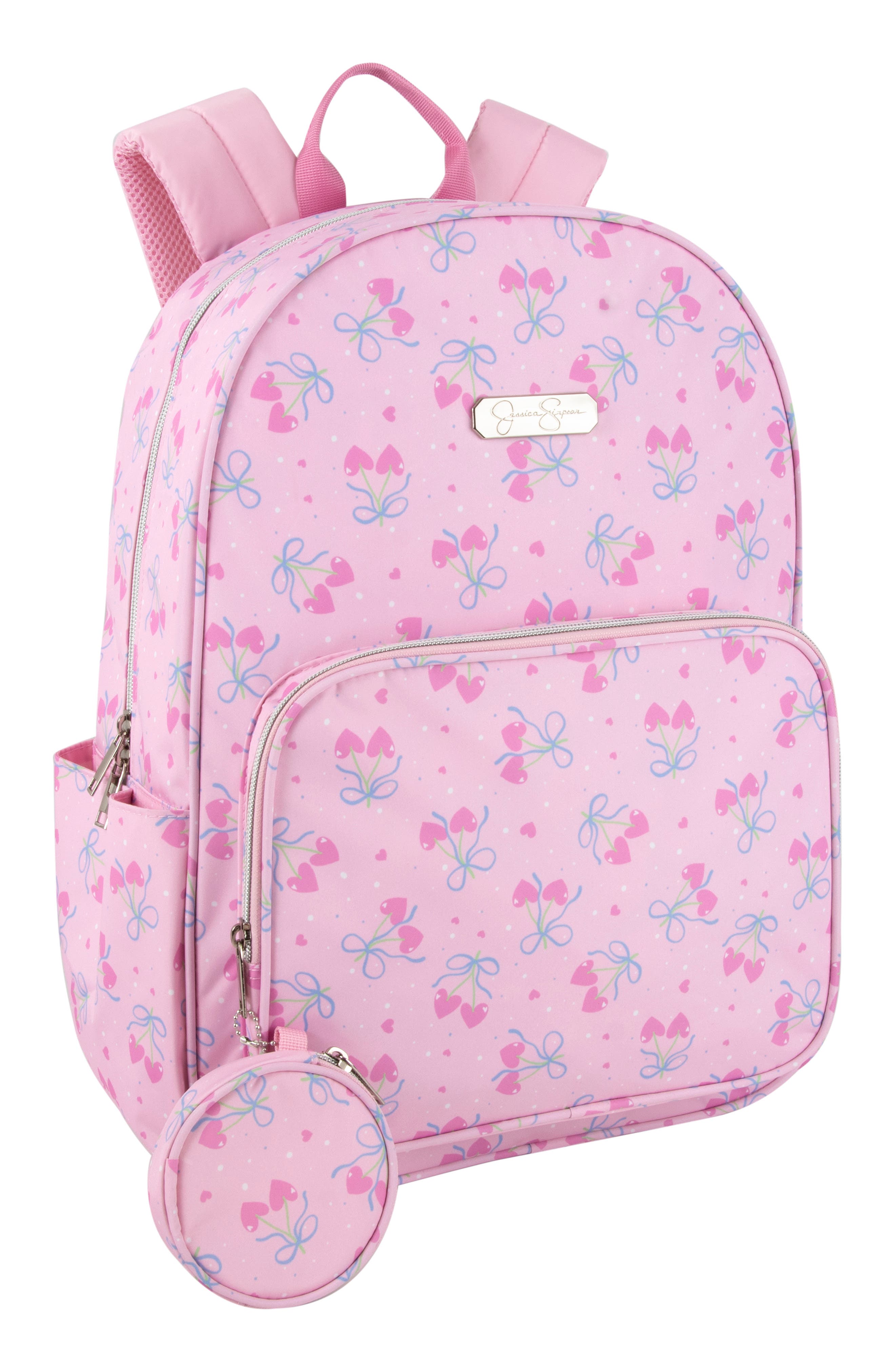 Kids' Cherry Print Nylon Backpack, Alternate, color, PINK