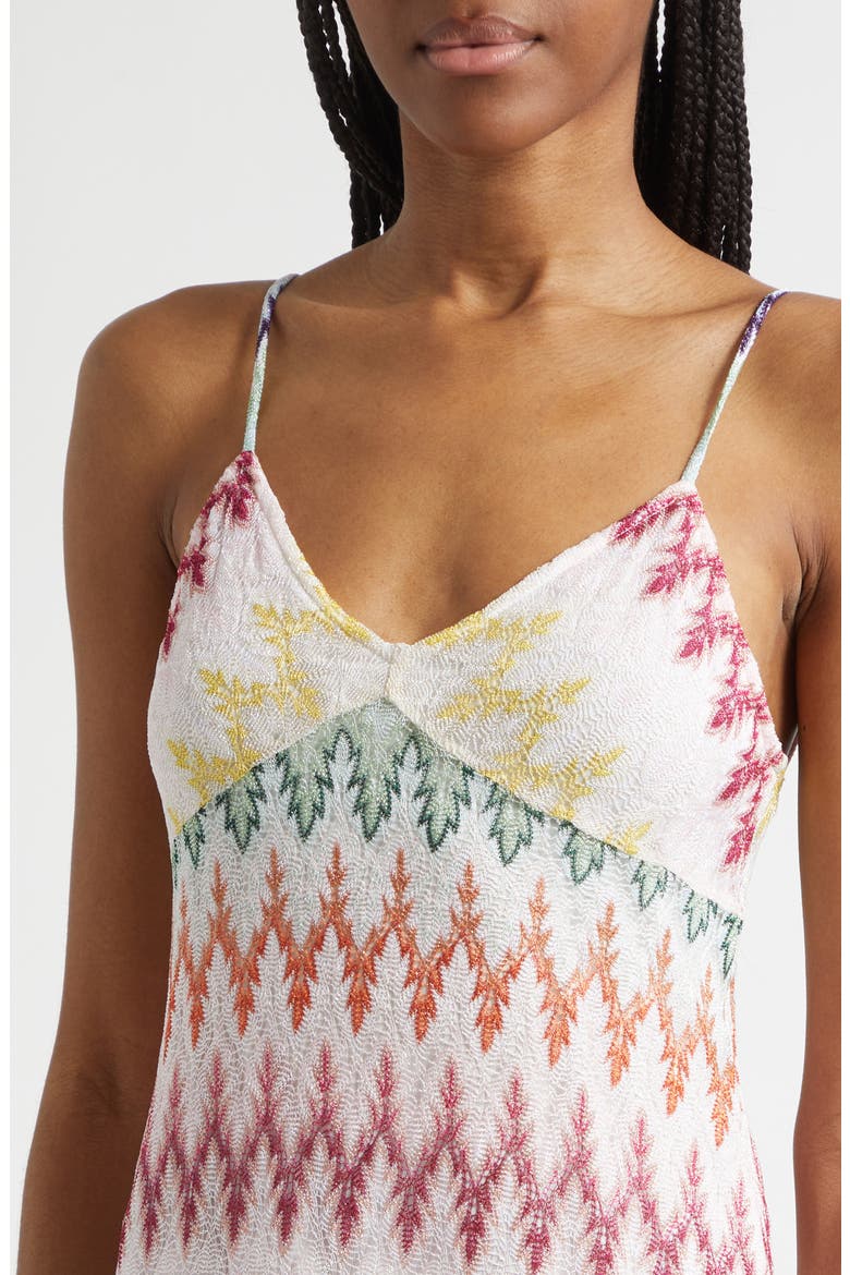 Metallic Zigzag Raschel Knit Minidress, Alternate, color, MULTICOLOR ON WHITE BASE