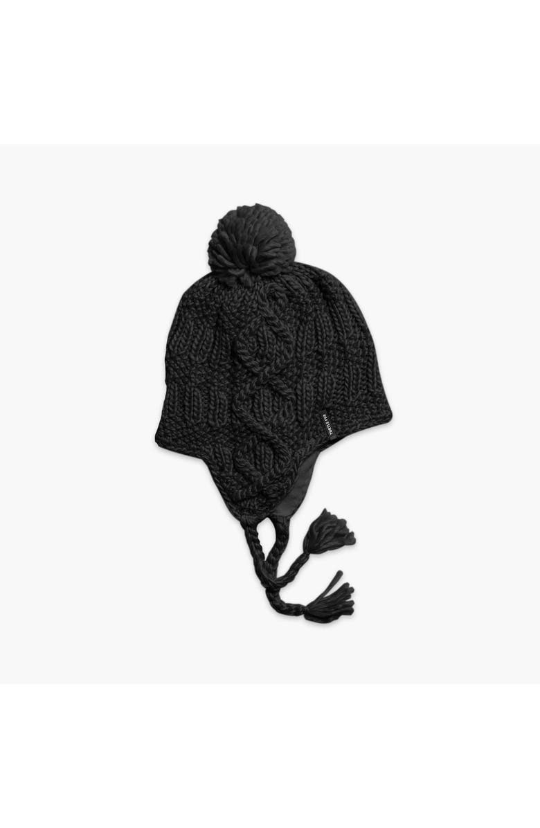 Turtle Fur Merino Wool Gianna Earflap Beanie, Main, color, Black