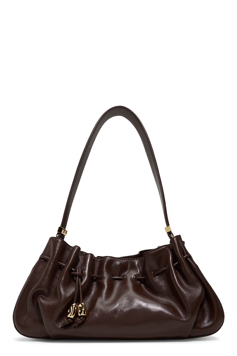 Ivy Leather Shoulder Bag, Main, color, DARK BROWN