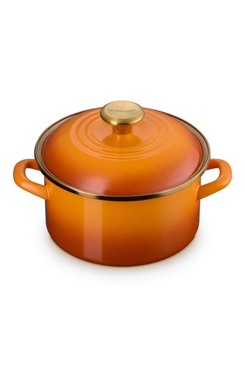 The Traditional Enameled Stainless Steel Petite Stockpot, Alternate, color, PERSIMMON