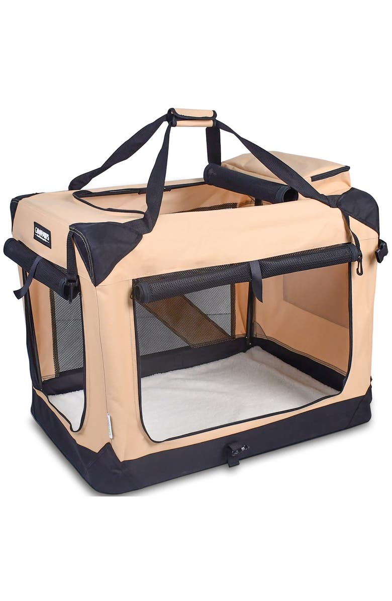 JESPET 30" Soft Pet Crate Beige Dogs & Cats Up To 50 Lbs, Main, color, Beige