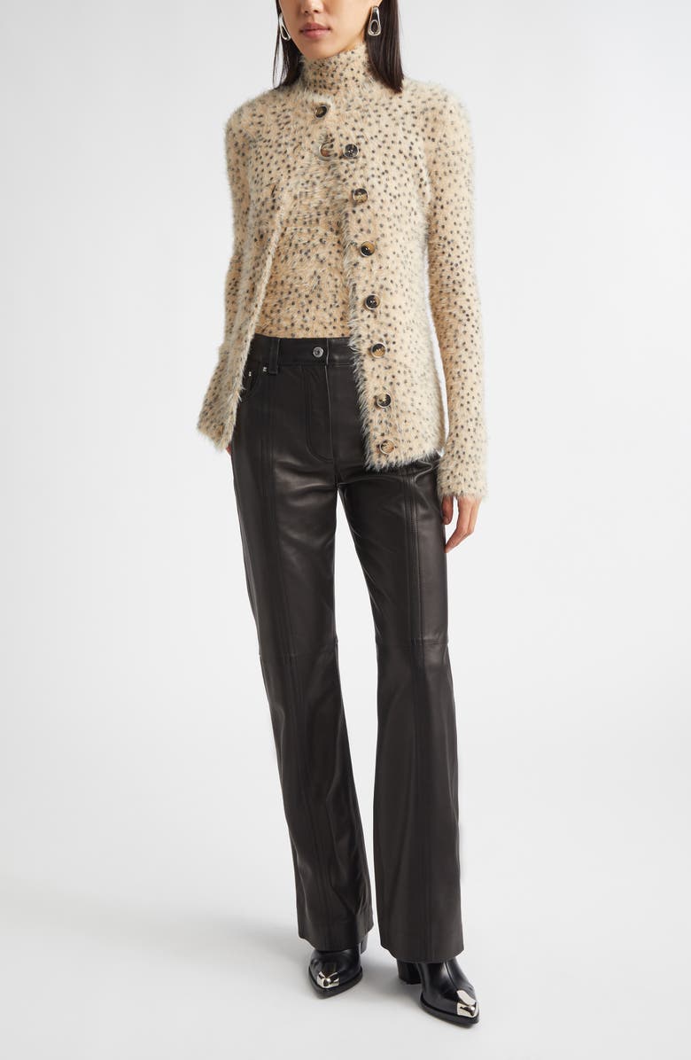 Rabanne Wide Leg Lambskin Leather Pants, Alternate, color, Black