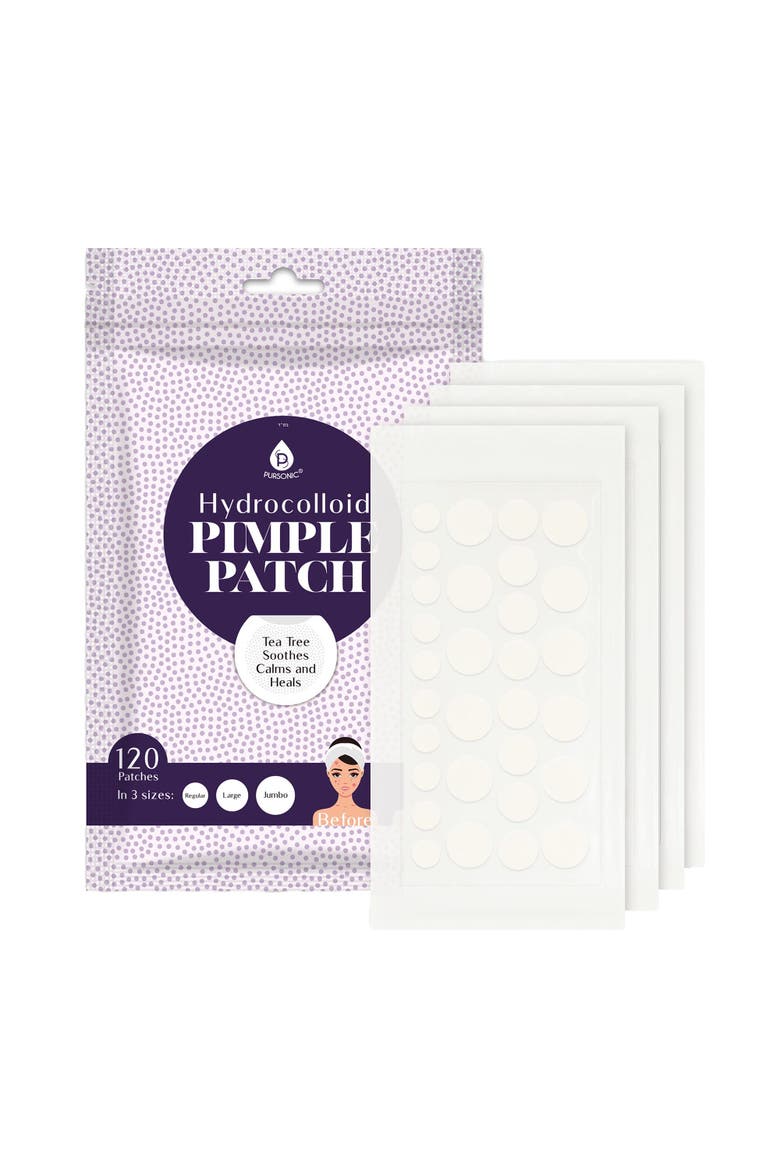 Hydrocolloid Pimple Patch, 120-Count, Multi Size Acne Solution, Main, color, White