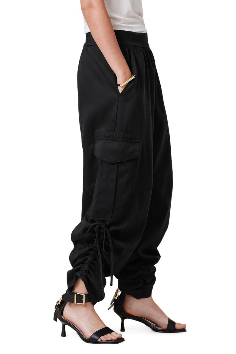 Kaye Ruched Cargo Pants, Alternate, color, BLACK